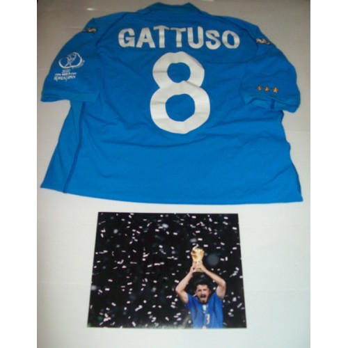 Gattuso Game Worn 2002 World Cup Italy Shirt & Signed Photo!